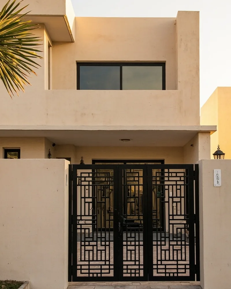 كشف تسربات المياه بالرياض حي النموذجية — مدخل فيلا حديث بـالرياض في حي النموذجية جاهز للخدمات