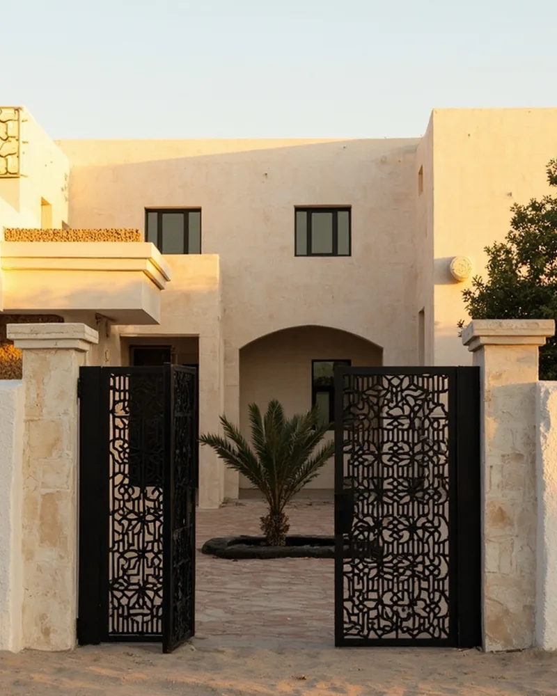كشف تسربات المياه في حي أم الحمام الغربي — مدخل فيلا حديث بـالرياض في حي أم الحمام الغربي جاهز للخدمات